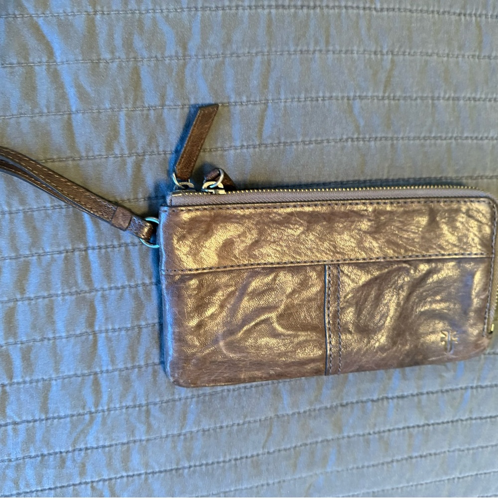 Frye Gray Leather Clutch